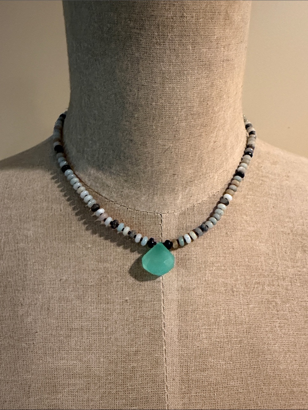 Amazonite and chalcedony pendant necklace